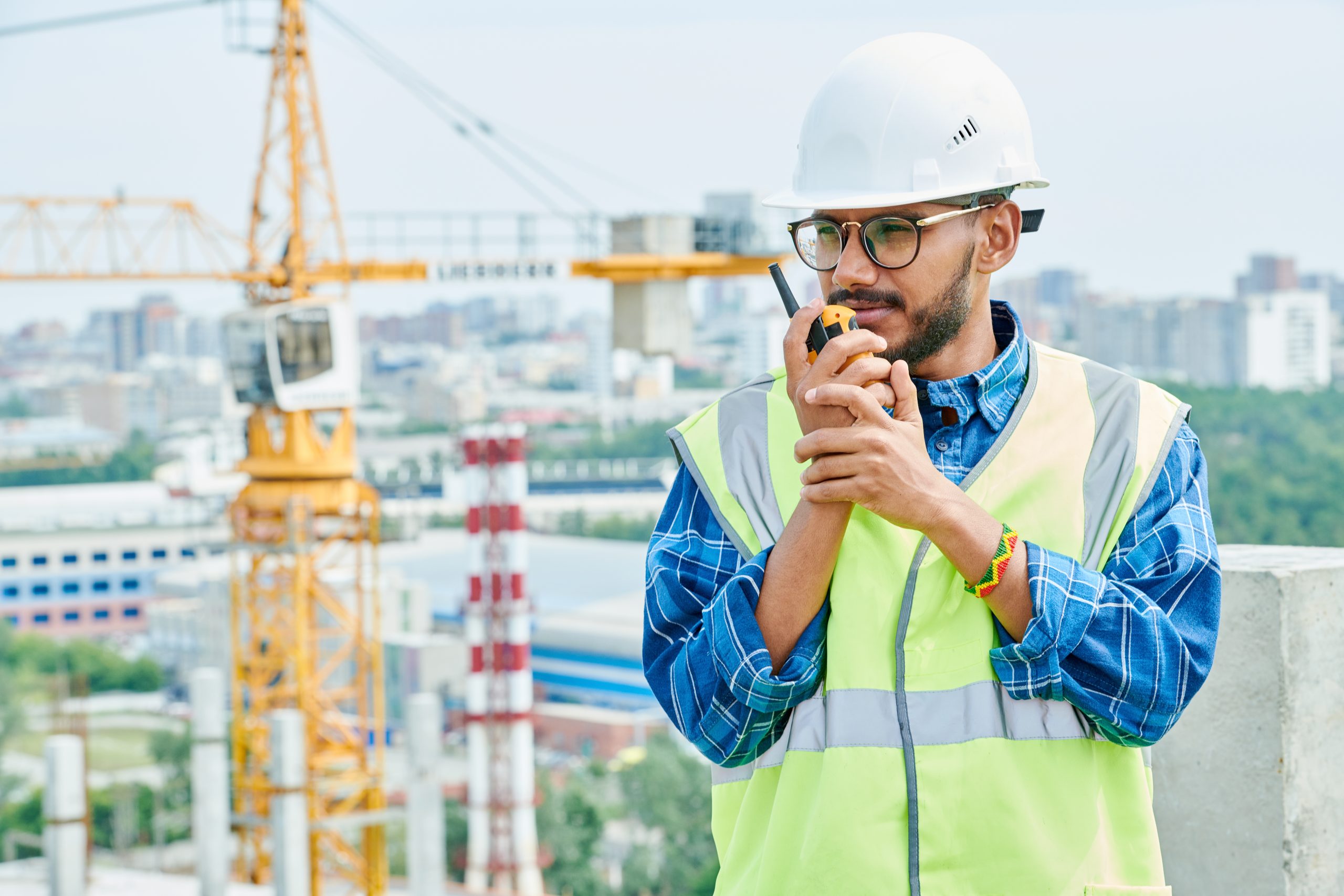 CIS / Self-Employed Construction engineer using radio